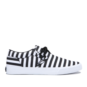 Supra CUBA Lave Sneakers Dame Svart/Hvite Stripete | NO-39820